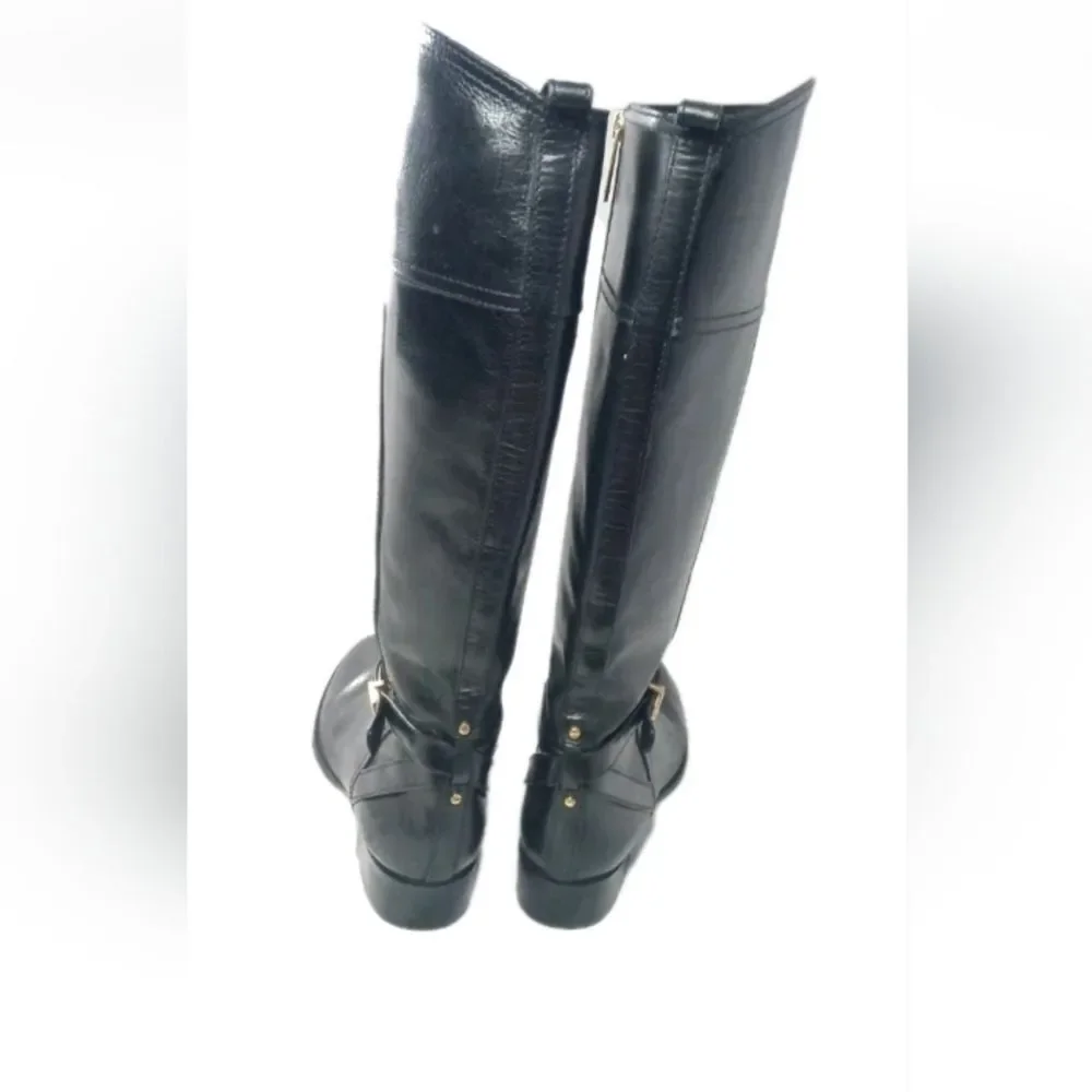 Tory Burch Brita Tall Riding Boots Women's Size 7.5 Black Leather Retail $495